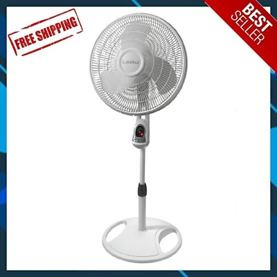 #ad Lasko 16quot; 3 Speed Oscillating Pedestal Fan with Timer and Remote 47quot; H White $39.64