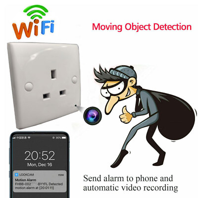 #ad Wifi IP 1080p HD Security Video Camera Hidden in Wall OutletSocket Supply Power $59.99