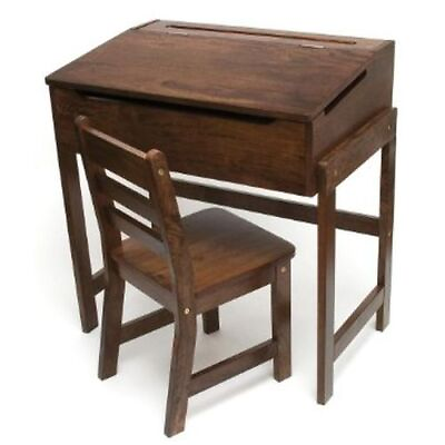 #ad Lipper International Child#x27;s Slanted Top Desk amp; Chair Walnut Brown $250.00