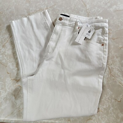 #ad SANCTUARY Denim Jeans Women#x27;s White High Rise Straight Good Vibes Crop 34 New $29.99