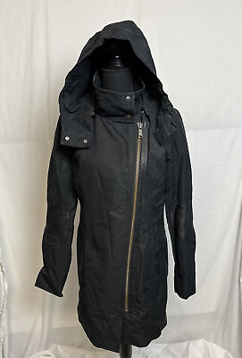 #ad Andrew Marc Black Hooded Softshell Offset Zip Front Jacket Size S $34.99