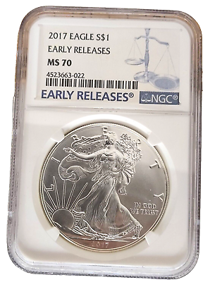#ad 2017 Silver American Eagle NGC MS70 $1 Early Releases CLASSIC BROWN LABEL $49.95