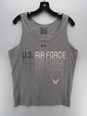 #ad Under Armour Shirt Men Medium Gray Pullover Tank US Air Force Heat Gear Loose $8.55