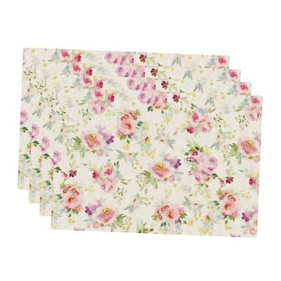 #ad Watercolor Flowers Spring Summer Seasons Cloth Table Mats 12 Placemats Set of 4 $20.76