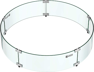 #ad Fire Pit Glass Wind Guard Round 33 X 7 Inches Tempered Glass Flame ... $182.99
