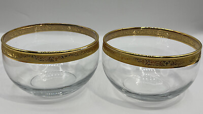 #ad Lenox Autumn Bowls Gold Rimmed Clear Crystal 3”high 4” wide Lot Of 2 $99.95