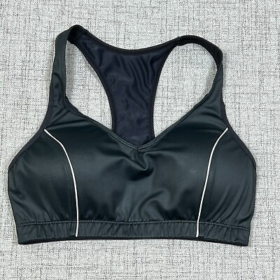 #ad Moving Comfort Sports Bra Small Black Fits 32CD 34C Padded Pullover Racerback $10.38