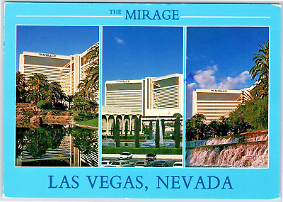 #ad The Mirage Hotel Casino Resort Las Vegas Strip 3 Photo Collage RPPC c1990 $3.75