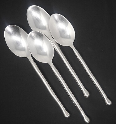 #ad Gourmet Settings 18 8 EXOTIQUE PLATINUM Stainless Wavy Soup Spoon set of 4. 8quot; L $14.99