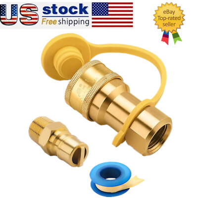 #ad 1 2quot; QDD LP Gas Quick Connect Fittings with Male Insert Plug 100% Solid Brass $16.89