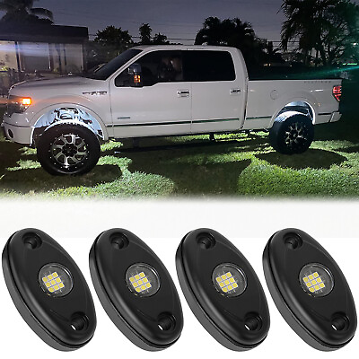#ad For Ford F 150 F 250 Super Duty F 350 White 4 PCS LED Rock Underbody Glow Lights $25.49