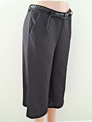 #ad ECI New York Capri Women NEW Size M Black Stretch Polyester Spandex Belt P1 $10.00