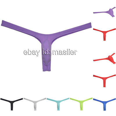 #ad Men Ice Silk Thong Pouch Bikini Jockstrap Hipster Micro G string Underwear $7.92