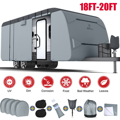 #ad Travel Trailer RV Cover Tearproof Waterproof Windproof 18#x27; 20#x27; ft Camper Cover $183.35