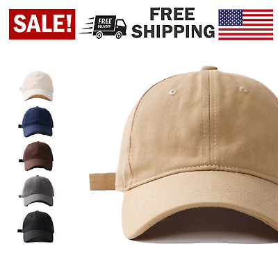 #ad Cotton Baseball Cap Ball Dad Hat Adjustable Plain Solid Washed Men Washed PC $6.31