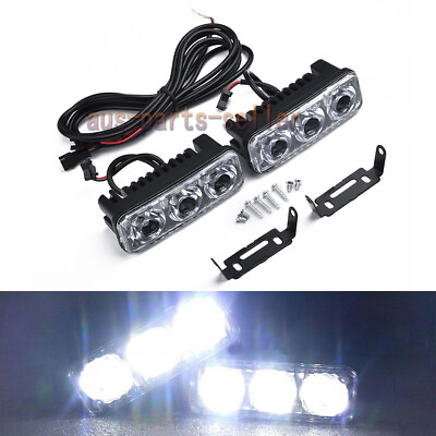 #ad 2x 3 LED Super White High Power Universal Car DRL Daytime Running Light Fog Lamp $12.70