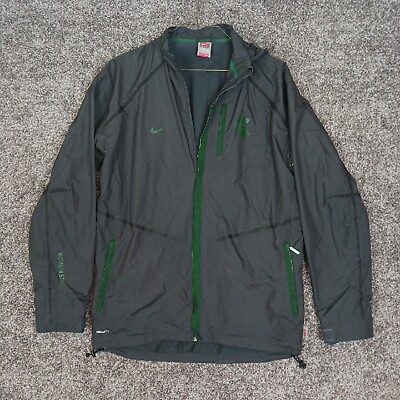 #ad Nike Rain Jacket Mens Medium Fit Storm Michigan Spartans Lined Hooded $39.90