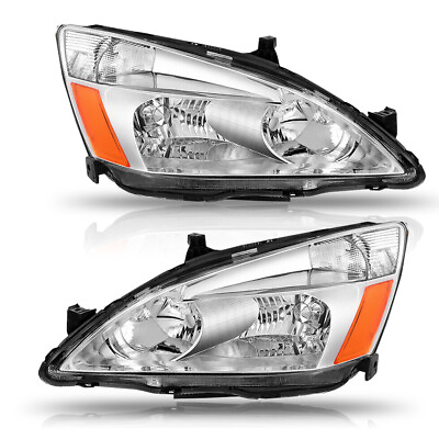 #ad 2 Headlights For 03 04 05 06 07 Honda Accord Headlamps LeftRight Set Head Light $81.69