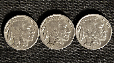 #ad BUFFALO Indian Head Nickel lot 3 Coins with FULL DATES All Different dates $6.15