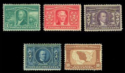 #ad US 1904 Louisiana Purchase set Scott # 323 327 Yvert # 159 162 mint MH $290.00