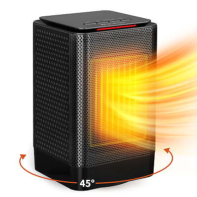 #ad 950W Portable Ceramic Heater with 45° Oscillation Black $33.13
