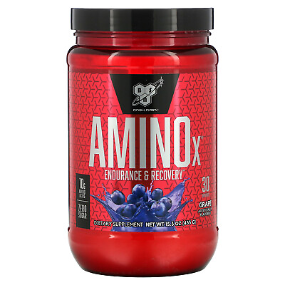 #ad BSN Amino X Endurance Recovery Agent Grape 15 3 oz 435 g GMP Quality Assured $29.93