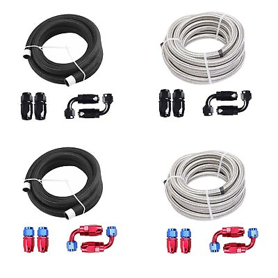 #ad 12AN 10AN 8AN 6AN 4AN Fitting Stainless Steel Braided Oil Fuel Hose Line Kit 5FT $23.09