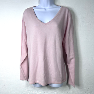 #ad Worthington Woman Cashmere Sweater Plus Size 2X Light Pink V Neck Long Sleeves $34.00