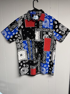 #ad Fresh Prints of Bel Air Bandana button up shirt Drill clothing co men M $22.00