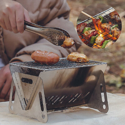 #ad Folding Campfire Grill Outdoor Stainless Steel Wood BBQ Stove Burner Picnic 🪐 $23.89