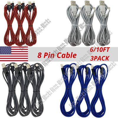 #ad 3 Pack Heavy Duty USB Fast Charger Data Cable Cord For iPhone 13 12 11 Pro Max 8 $9.93