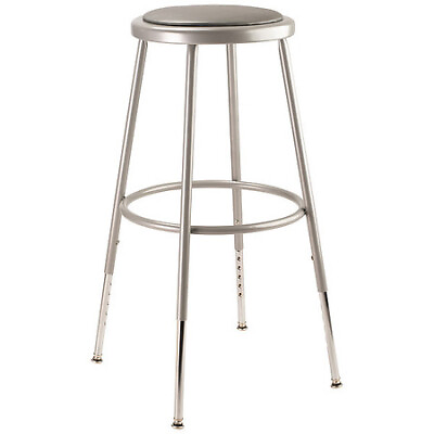 #ad National Public Seating 6424H Round Stool Height Range 25quot; To 33quot; Vinyl Gray $98.04