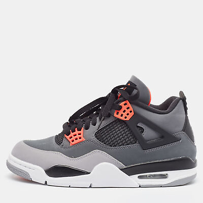 #ad Air Jordans Grey Durabuck Leather Jordan 4 Infrared Sneakers Size 42 $210.00