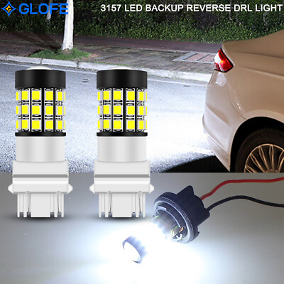 #ad 2X GLOFE 3157 3156 3057 4157 LED Reverse Brake Signal Light Bulbs White Strobe $16.77