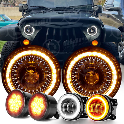 #ad For Jeep Wrangler JK JKU 2007 2018 Combo 7#x27;#x27; LED Headlights Turn Fog Lights Kit $119.99