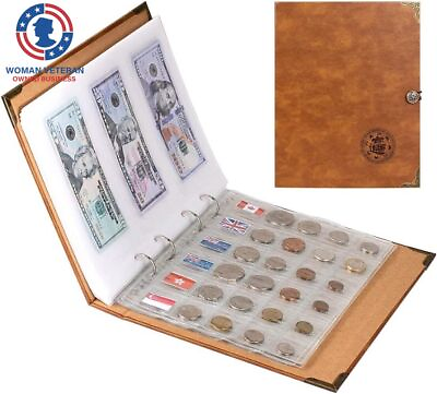 #ad Leather Coin Collection Book Holder Large Storage Coin Collection Supplies Album $22.99