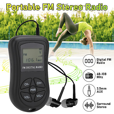 #ad Mini Digital LCD Screen FM Radio Pocket Receiver Stereo Sound w 3.5MM Earphone $10.98