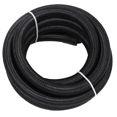 #ad AN6 6AN 3 8quot; Fuel line Hose Braided Nylon Stainless Steel Oil Gas CPE 10FT Black $20.49