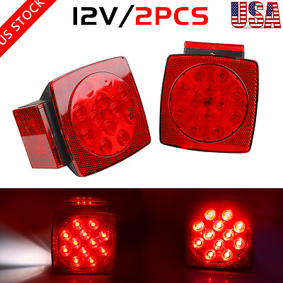 #ad #ad Rear LED Submersible Square Trailer Tail Lights Kit Boat Truck Waterproof 12V $16.95
