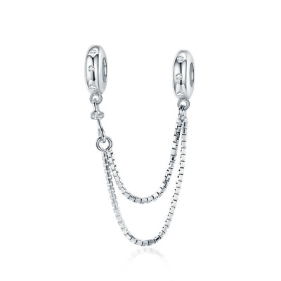 #ad Bisaer Authentic 925 Sterling Silver Simple Safety Chain Charm Jewelry For Women $13.16