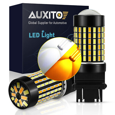 #ad AUXITO Super Bright 3157 4157 LED Bulb Switchback White Amber Turn Signal Lights $18.99
