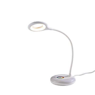 Mainstays Color Changing LED Ring Light Desk Lamp Plastic White USB Port $23.99