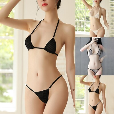 #ad Sexy Women#x27;s Bikini Set Thong Underwear GString Bra Nightwear Swimwear $7.21