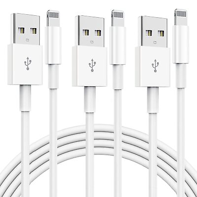 #ad iPhone Charger Cord Lightning Cable MFi Certified 6ft 6ft 10ft 3 Pack Apple $12.55