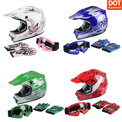 #ad DOT Youth Helmet Child Kids Motorcycle Full Face Offroad Dirt Bike ATV S M L XL $42.99