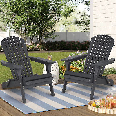 #ad #ad Set of 2 Weather Resistant Adirondack Chair Folding Outdoor Patio Fire Pit Chair $113.99