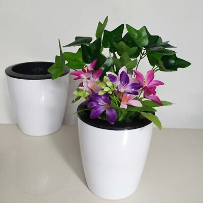#ad 3 Pcs Self Watering Flower Pot Pots for Plants Mini Small Planters Automatic $11.35
