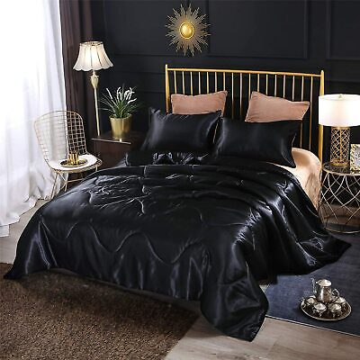 #ad A Nice Night Satin Silky Soft Quilt Luxury Super Soft Microfiber Bedding Comfort $118.63