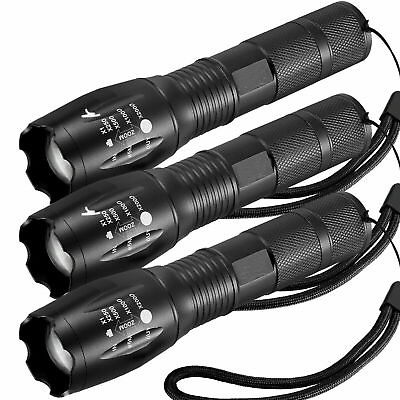 #ad 3 x Tactical 18650 Flashlight High Powered 5Modes Zoomable Aluminum $11.99