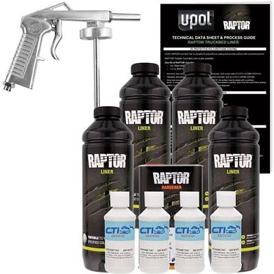 #ad U POL Raptor Toyota White Urethane Spray On Truck Bed Liner W Free Spray Gun 4L $192.49